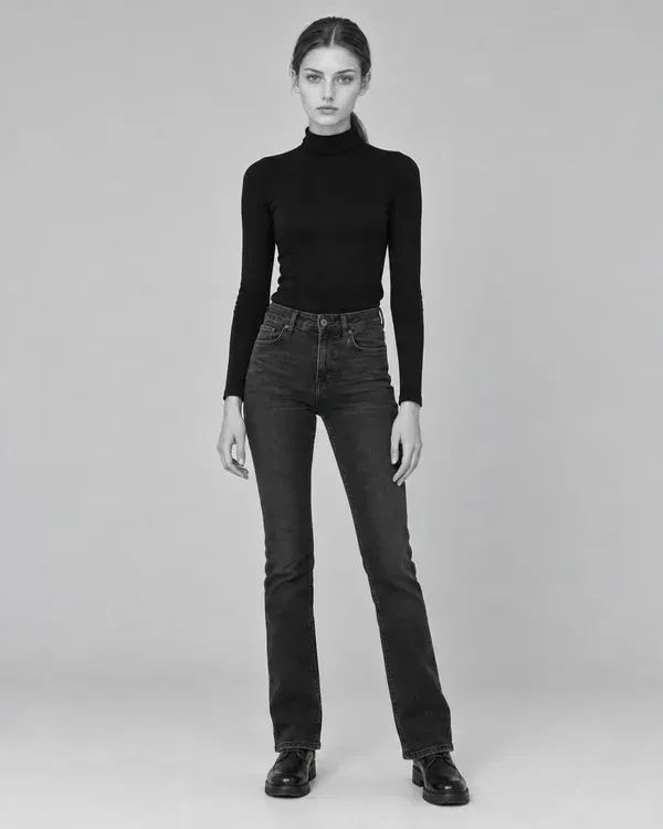 Three black and white photos of a model, laid out as they would be on a comp card