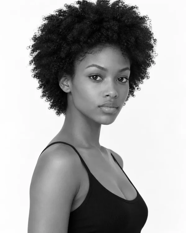 Three black and white portraits of three different models, side by side like the pages of a portfolio book